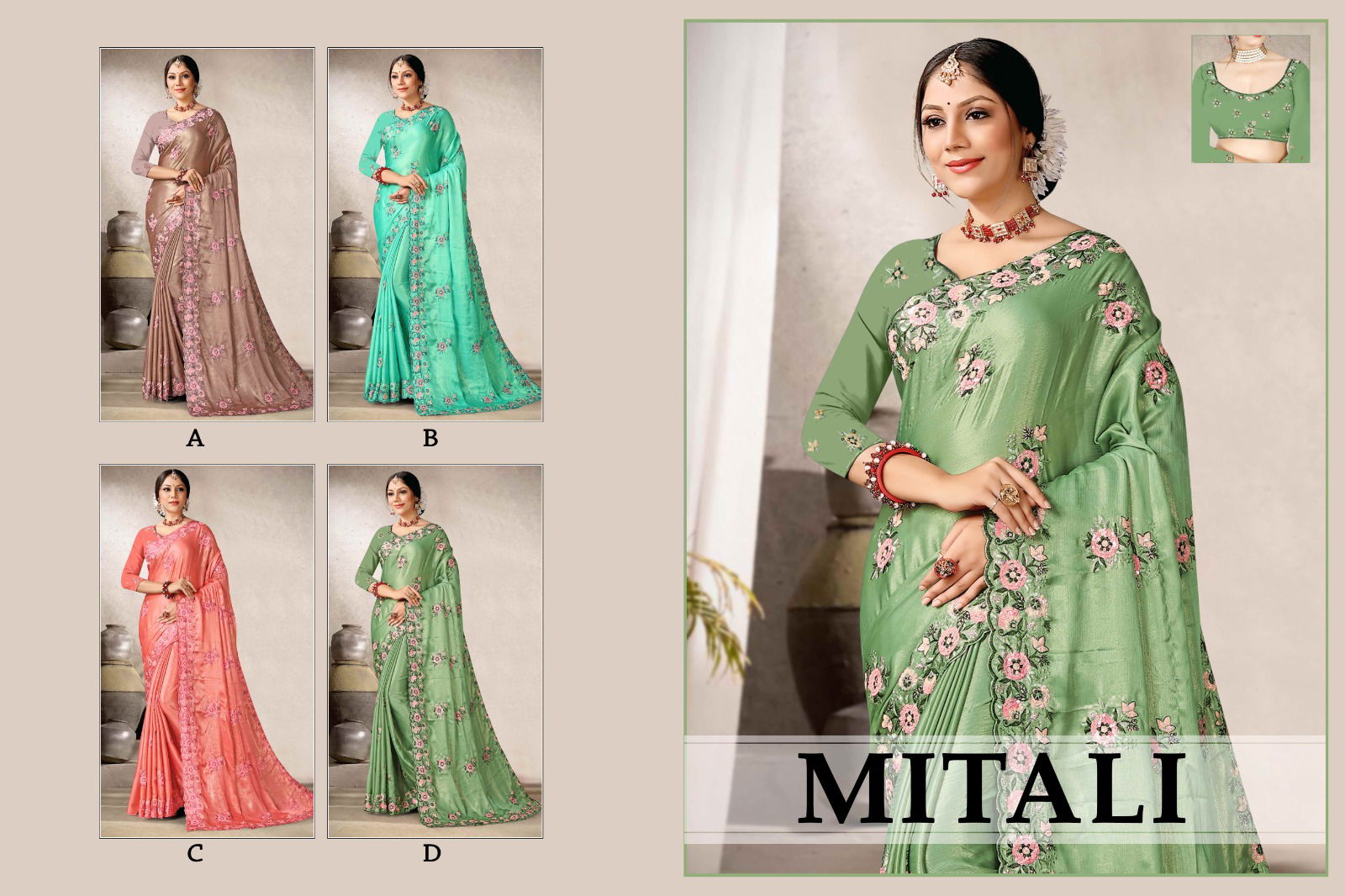 Mitali By Ronisha Embroidey Work Designer Sarees
